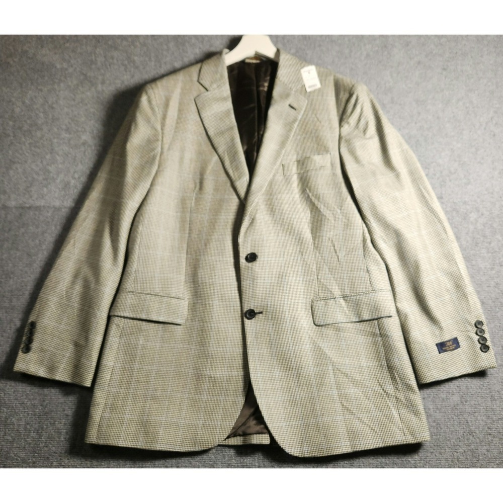 Brooks Brothers Sport Coat Mens 44L Madison Fit Tan Silk Wool Houndstooth